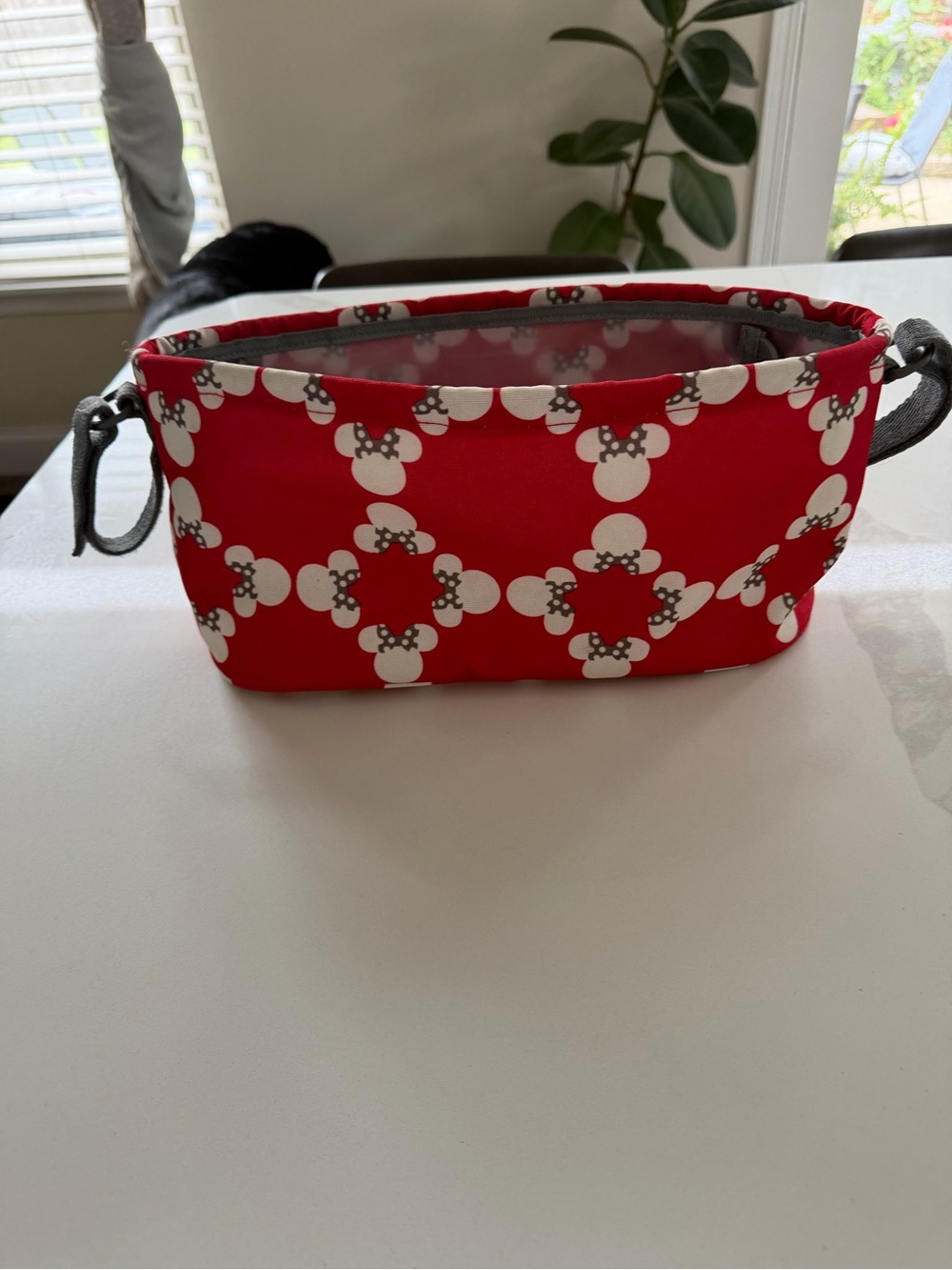 Disney Baby Minnie Mouse Stroller Caddy Red With White Polka Dots Gray Details